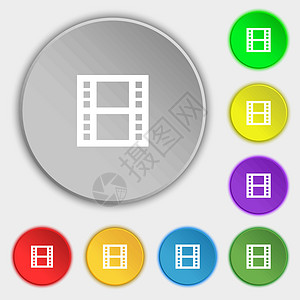 8个平面按钮上的符号 矢量玩家相机摄影电影幻灯片界面电视视频框架用户图片