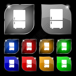 冷冻器图标符号 套装有色调的10个多彩按钮 矢量图片