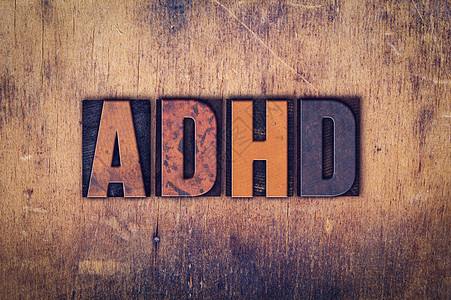 ADHD 概念木制印刷品类型背景图片