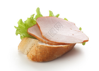 三明治加猪肉卷猪肉白色熏制小吃面包绿色食物产品图片