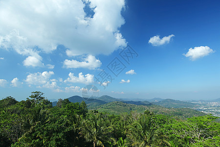 泰国的丛林山群旅行荒野天空木头绿色森林环境全景蓝色热带图片