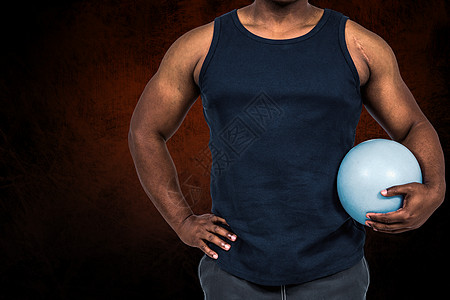 肌肉人与重量体力锻炼的复合图像力量闲暇黑色运动员运动服专注起重护理实心运动图片