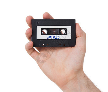 白色背景上隔绝的古老录音磁带技术空白歌曲音响录音带音乐记录男人数据录音机图片