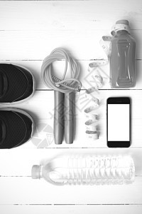 白色木材背景旧式黑色白木颜色的健身设备a饮食卫生保健跑步营养重量运动装运动员健身房活动图片