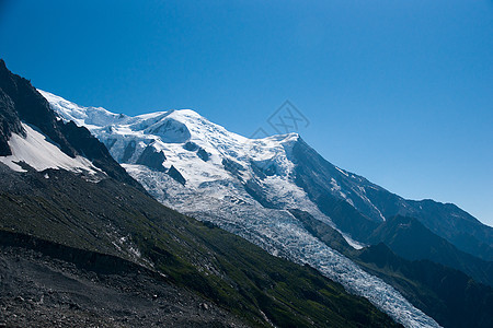 夏季阿尔卑斯山旅游吸引力白色冰川天空游客假期蓝色背景图片