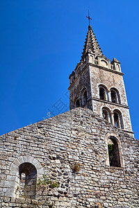 中世纪的教堂 在法国有贝利建筑学教会窗户宗教天空石头图片