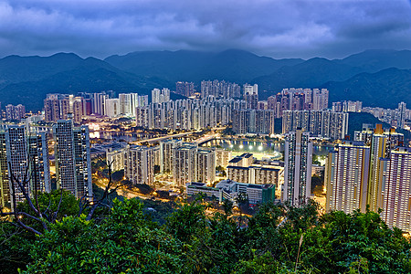 深夜香港沙锡场景风景住宅建筑住房建筑学反射市中心景观民众图片