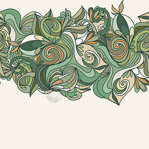 手画的抽象无缝模式风格动物墙纸叶子纺织品风暴荒野织物艺术蓝色图片
