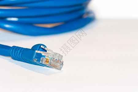 蓝网线连接器电缆电脑插头技术互联网局域网网络金属绳索背景图片