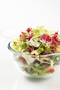 沙拉绿色碗营养饮食菊苣蔬菜青菜伴奏小菜小吃低脂肪美味图片