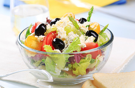 希腊沙拉晚餐营养小吃伴奏蔬菜美味小菜午餐饮食食物图片