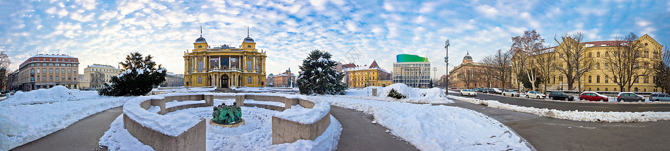 萨格勒布元帅铁托广场冬季全景图片