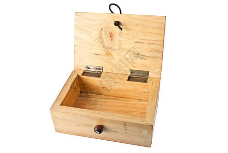 白色背景上的木框棺材礼物棕色安全盒子胸部艺术木头案件背景图片