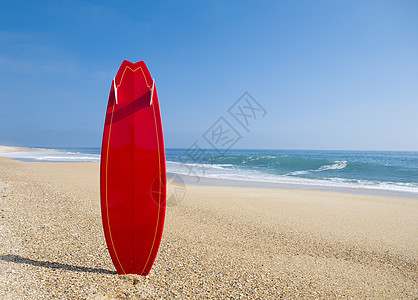 红色冲浪板运动木板海滩波浪海洋海岸支撑背景图片