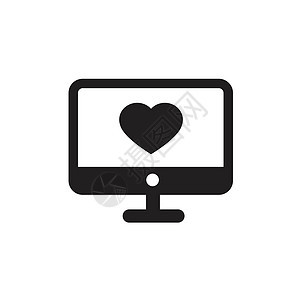 桌面中的计算机心脏电子大腿桌子老鼠键盘悲伤插图监视器屏幕展示图片