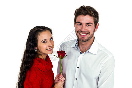 带着玫瑰微笑的一对夫妇图片