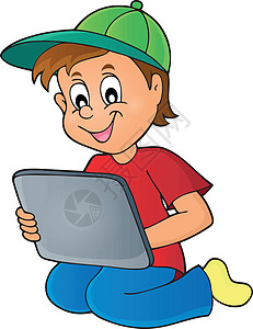 玩平板牌的男孩童年载体孩子电脑电子教育学习互联网技术艺术图片