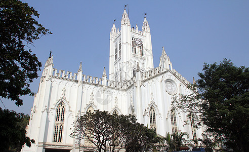 圣保罗大教堂 加尔各答大教堂建筑遗产宗教地标蓝色建筑学文化教会白色图片