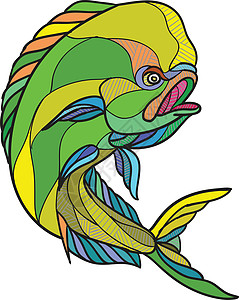 鱼的捕捞画线手绘草图手工刮板口头禅墨水插图艺术品图片