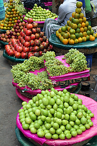 加尔各答水果市场食物橙子街道杂货店团体销售商业顾客农民蔬菜图片