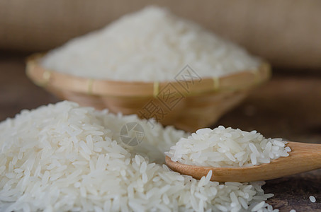 白稻谷谷物棕色营养白色美食文化白米勺子种子食物图片