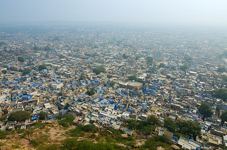 从Mehrangarh堡的蓝色城市图片