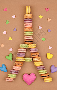 马卡龙埃菲尔铁塔法国甜多彩 心明信片巧克力饼干咖啡甜点婚礼黄色生日图片