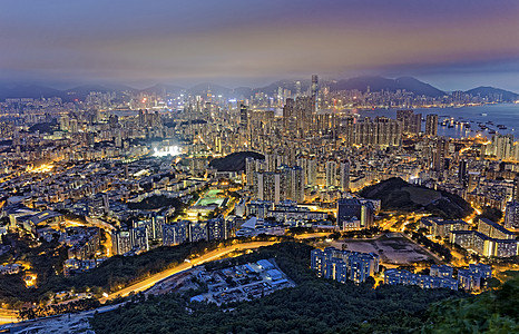 香港之夜景观天空顶峰日落市中心旅游天际阳光城市建筑图片