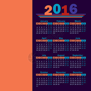 2016年日历英语季节白色规划师商业日记数字日程红色时间办公室图片