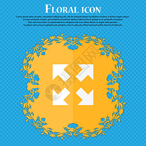 完整屏幕图标 Floral 平面设计在蓝色抽象背景上 有文本的位置 矢量网络尺寸导航菜单界面视频夹子按钮插图用户图片