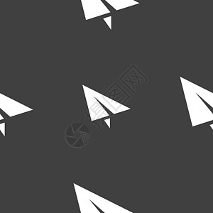 纸飞机图标标志 灰色背景上的无缝模式 韦克托航空电子邮件互联网旅行力量纸板游戏折叠网络飞行员图片