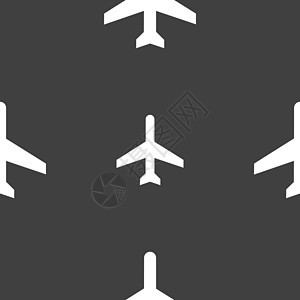平面图标标志 灰色背景上的无缝模式 韦克托导航交通路标插图客机航空公司航班航空飞机旅游图片