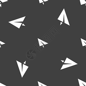 纸飞机图标标志 灰色背景上的无缝模式 韦克托网络电子邮件物理飞机场邮政邮件玩具折纸力量商业图片