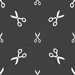 剪刀图标标志 灰色背景上的无缝模式 韦克托裁缝工具剪贴夹子发型头发剪切插图沙龙理发图片
