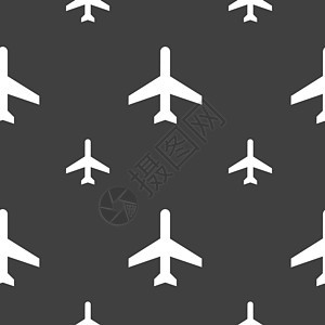 平面图标标志 灰色背景上的无缝模式 韦克托航空公司客机航空交通导航航班路标插图飞机场机场图片
