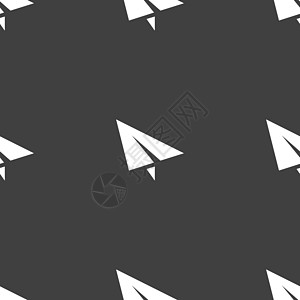 纸飞机图标标志 灰色背景上的无缝模式 韦克托纸板力量物理旅行玩具电子邮件飞机场飞行员互联网办公室图片