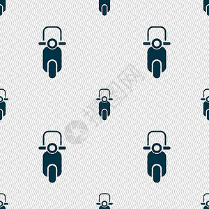 滑板车图标标志 具有几何纹理的无缝模式 韦克托摩托车车辆运输发动机交通背景图片