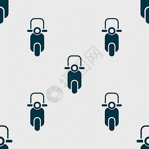 滑板车图标标志 具有几何纹理的无缝模式 韦克托车辆发动机摩托车交通运输背景图片