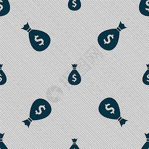 美元的钱袋子图标标志 具有几何纹理的无缝模式 韦克托市场商业现金财富宝藏界面插图银行业解雇价格图片