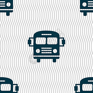 巴士图标标志 具有几何纹理的无缝模式 韦克托插图导航驾驶交通旅游运输正方形车辆旅行网络背景图片