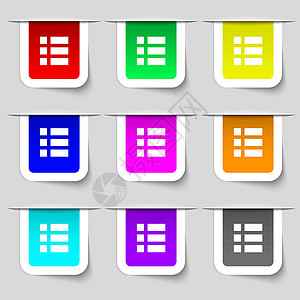 列表菜单 app 图标符号 您设计时的多色现代标签集 矢量徽章字符串浏览器标签导航阴影令牌夹子圆形缩略图图片