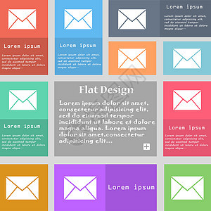 邮件信封图标标志 一组带文本空间的彩色按钮 韦克托空白圆形用户插画家电子邮件网站通讯网络绘画插图图片