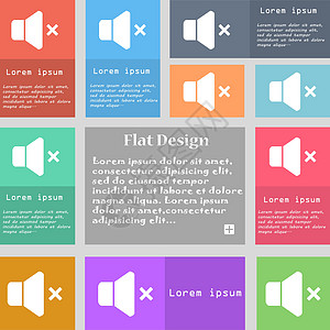 没有音量图标标志 一组带文本空间的彩色按钮 韦克托图片