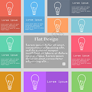 灯泡图标标志 一组带文本空间的彩色按钮 韦克托创造力照明插图技术商业想像力用户界面活力力量图片