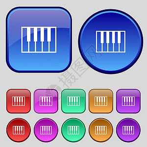 钢琴关键键图标符号 一组12个复选按钮用于设计 矢量图片