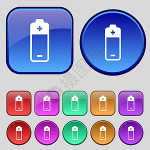 图标符号 您设计时有一套12个长效按钮 矢量碱性界面插图黑色蓝色燃料活力充电器电子产品电气图片