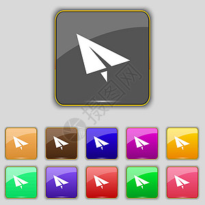 纸类飞机图标符号 设置为您网站的11个彩色按钮 矢量折纸飞机场飞行员旅行折叠力量玩具航空物理互联网图片