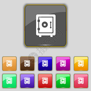 安全图标标志 为您的站点设置十一个彩色按钮 韦克托拨号插图盒子储蓄贮存金融宝藏订金机密财富图片