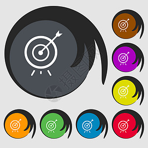 目标图标 八个彩色按钮上的符号 韦克托图片