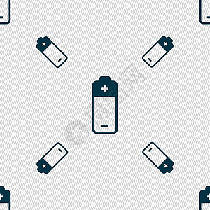 电池图标标志 具有几何纹理的无缝模式 韦克托力量艺术绘画蓝色黑色红色燃料电气插图界面图片